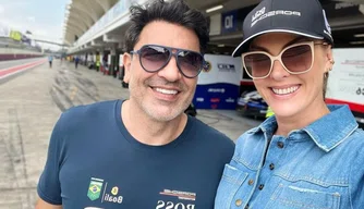 Ana Hickmann e Edu Guedes em Interlagos