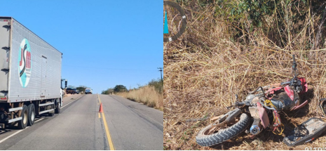 Colisão entre caminhão e moto deixa idoso morto em Alvorada do Gurguéia