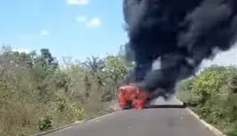 Incêndio destrói ônibus escolar na zona rural de Piripiri