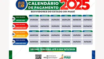 Calendário de pagamento de servidores estaduais 2025