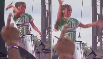 Anitta joga microfone no chão devido problemas técnicos