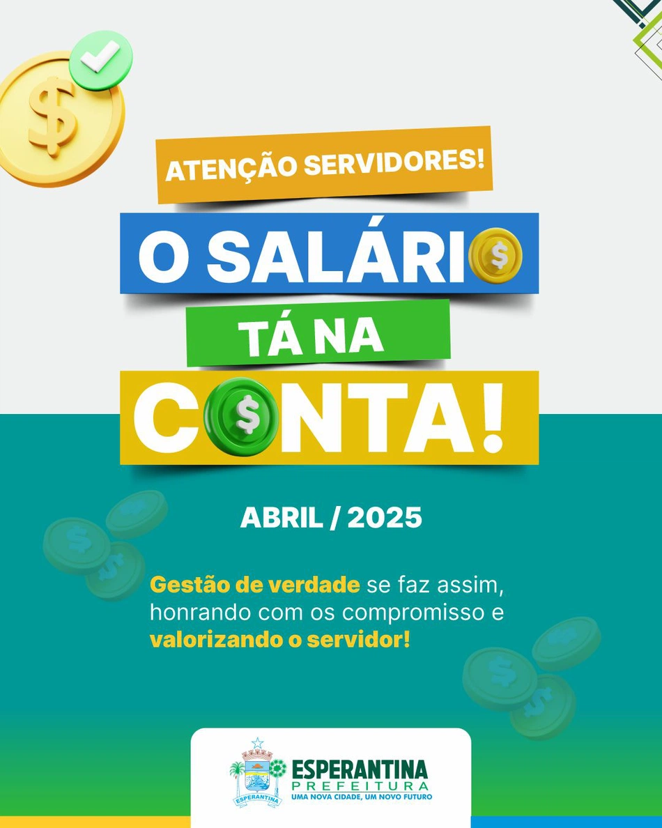 Prefeitura de Esperantina realiza pagamento dos servidores referente ao mês de abril