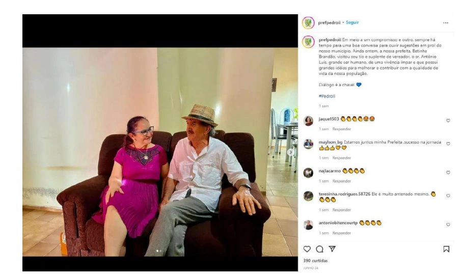 Prefeita de Pedro II em visita ao seu tio Antônio Luís