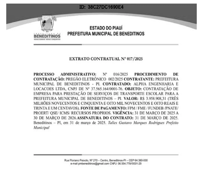 Extrato do contrato.