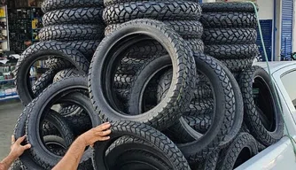 Pneus apreendidos durante fiscalização do Imepi