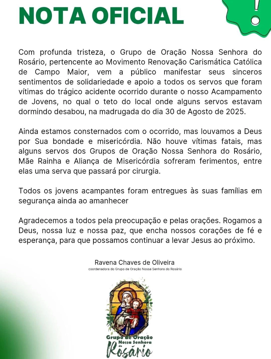 Nota do Grupo de Oração Nossa Senhora do Rosário