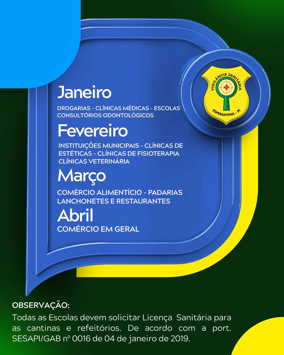 Cronograma divulgado pela Prefeitura de Esperantina