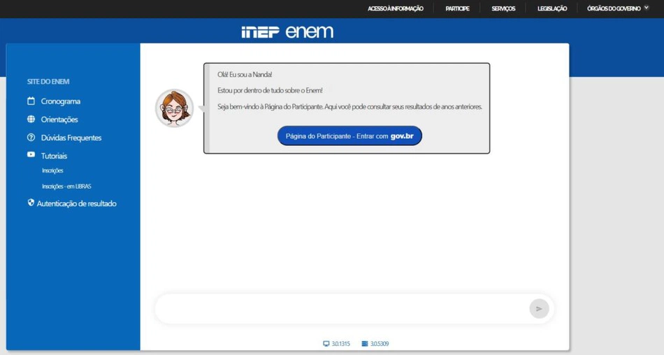 Página do Participante (Inep)