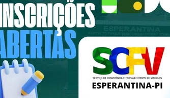 Inscrições para o SCFV em Esperantina