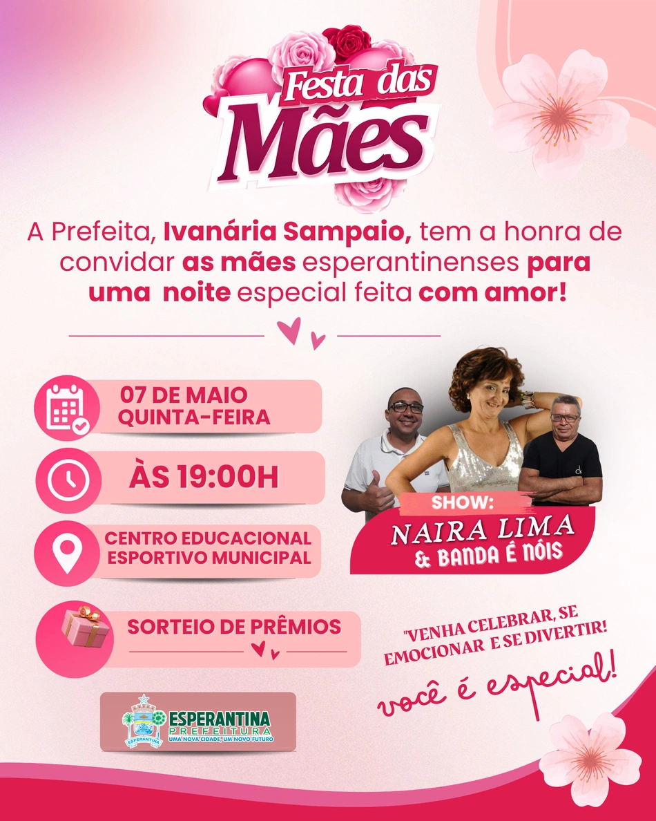 Prefeitura de Esperantina realiza grande evento em homenagem às mães no Centro Educacional Esportivo