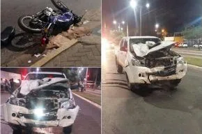 Colisão entre Hilux e motocicleta deixou dois feridos