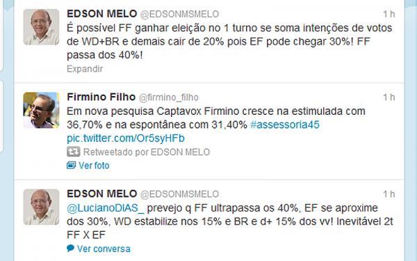 Edson Melo no Twitter(Imagem:Reprodução)