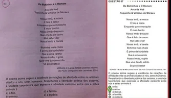 Ciências da Natureza - questão 87 da prova azul. Em destaque, a mesma questão é vista na apostila do Enem