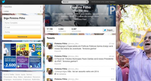 p&aacute;gina no Twitter(Imagem:Reprodu&ccedil;&atilde;o)