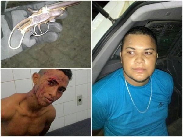 Suspeitos presos com arma utilizada no crime(Imagem:Divulgação)