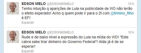 Twitter de Edson Melo(Imagem:Reprodução)