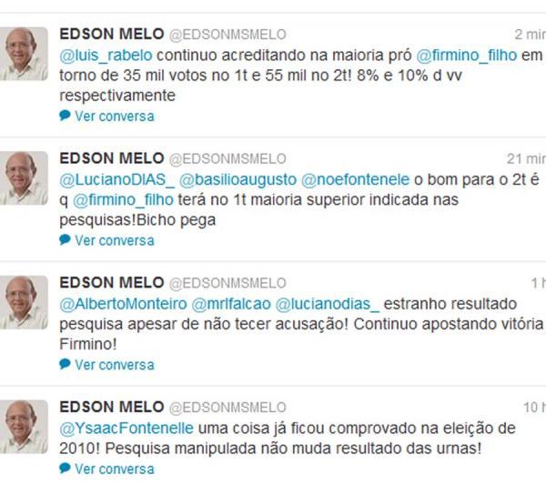 Twitter de Edson Melo(Imagem:Reprodu&ccedil;&atilde;o)