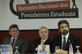 Zé Filho com Michel Temer e o Presidente Nacional do PMDB, Valdir Raupp.